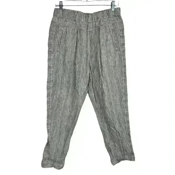 Anthropologie By‎ Anthropologie 100% Linen Striped Pants Size Small Brown White - Picture 1 of 9